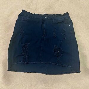 Stretchy Black Denim Skirt